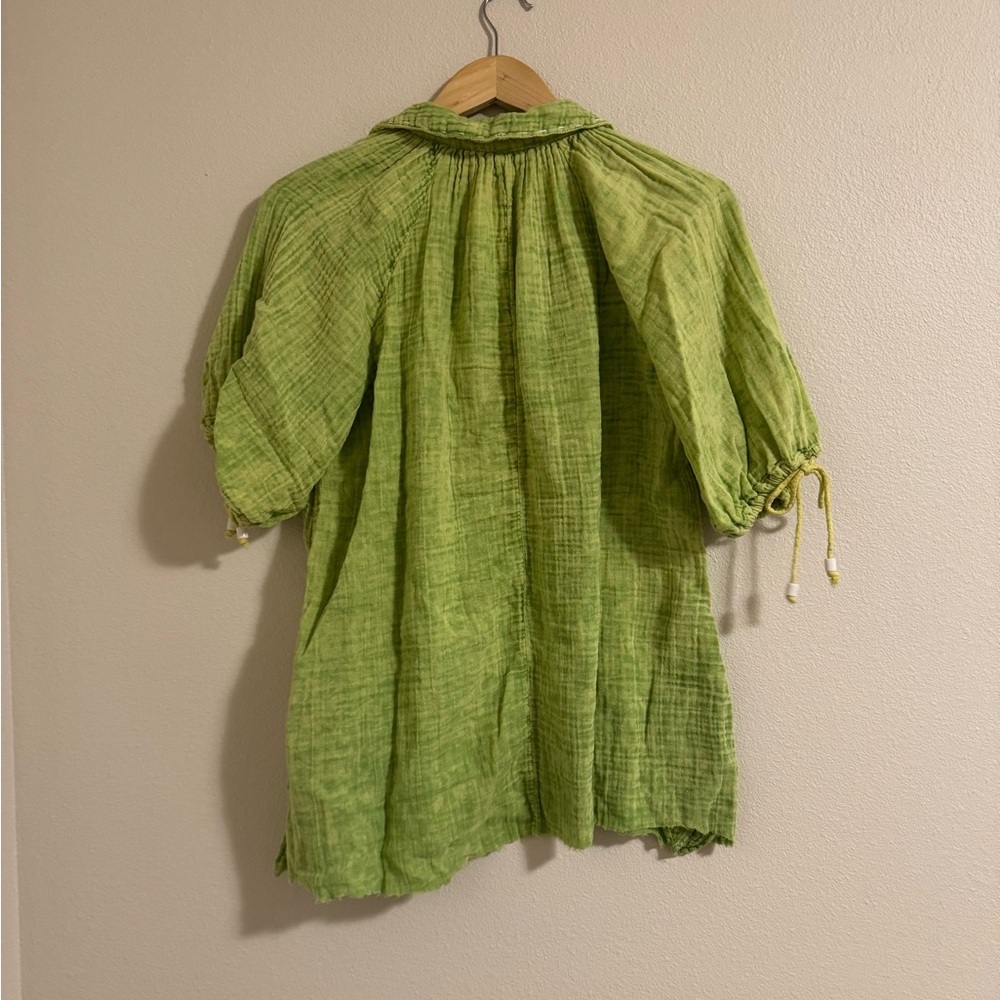 Free people Lime Green Button-Down Women's Shirt - Picture 3 of 3